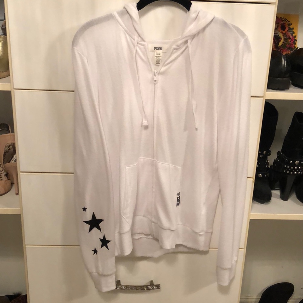 PINK white hoodie *NEVER WORN* - Picture 1 of 4